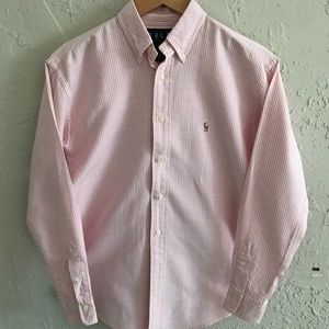 Pink/white striped Ralph Lauren women’s button up